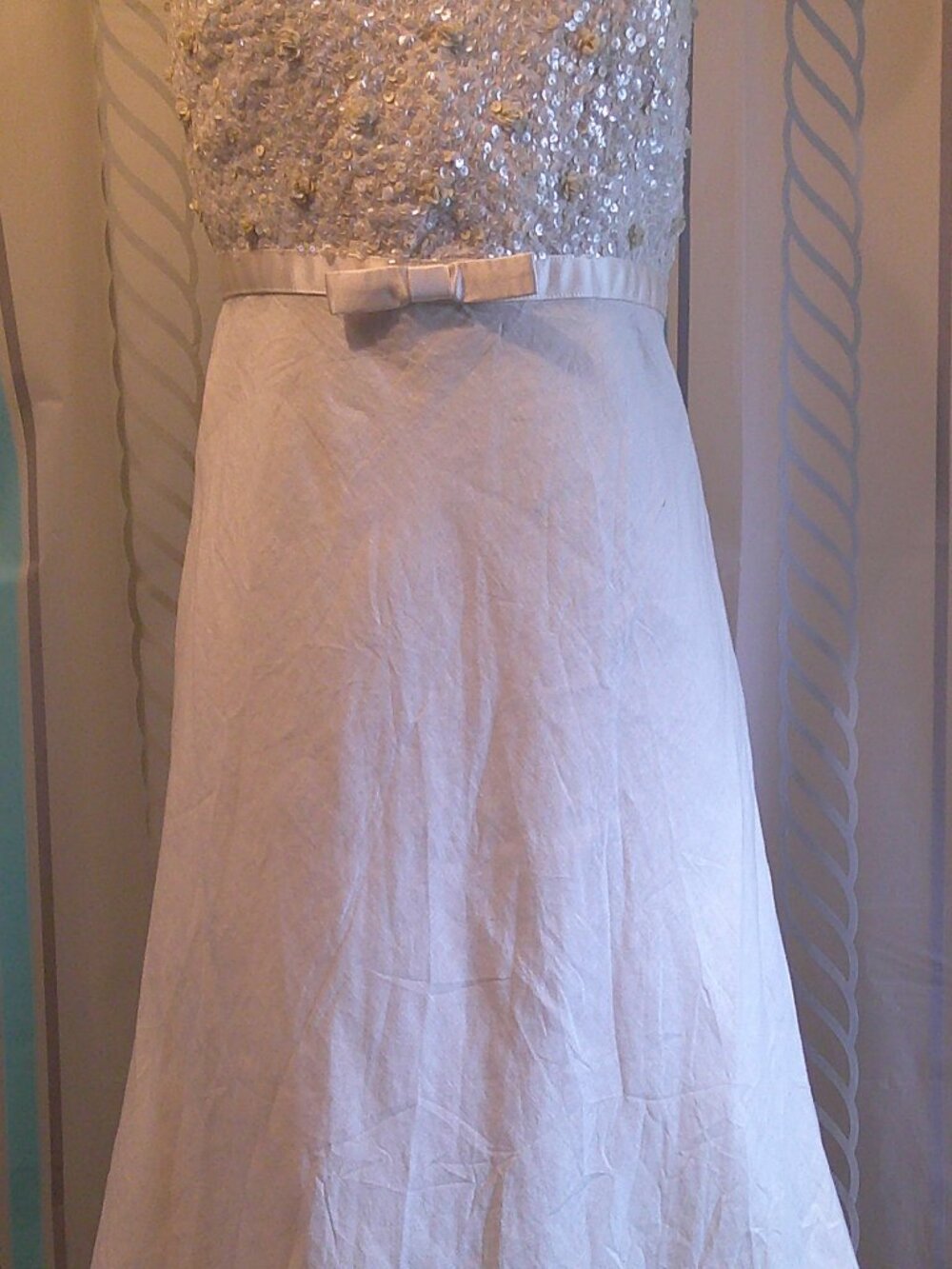 NWT "J Crew" 100% Linen Strapless Event DRESS Rosebud Sequin Upper Sz 8